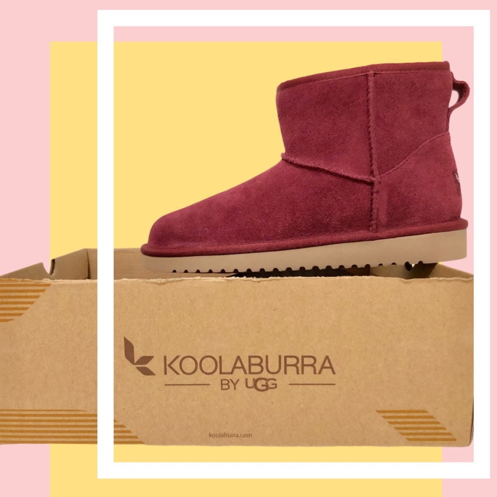 Koolaburra UGG Fur Lined Mini Ankle Boots [women’s 6] Red Zinfandel NWT